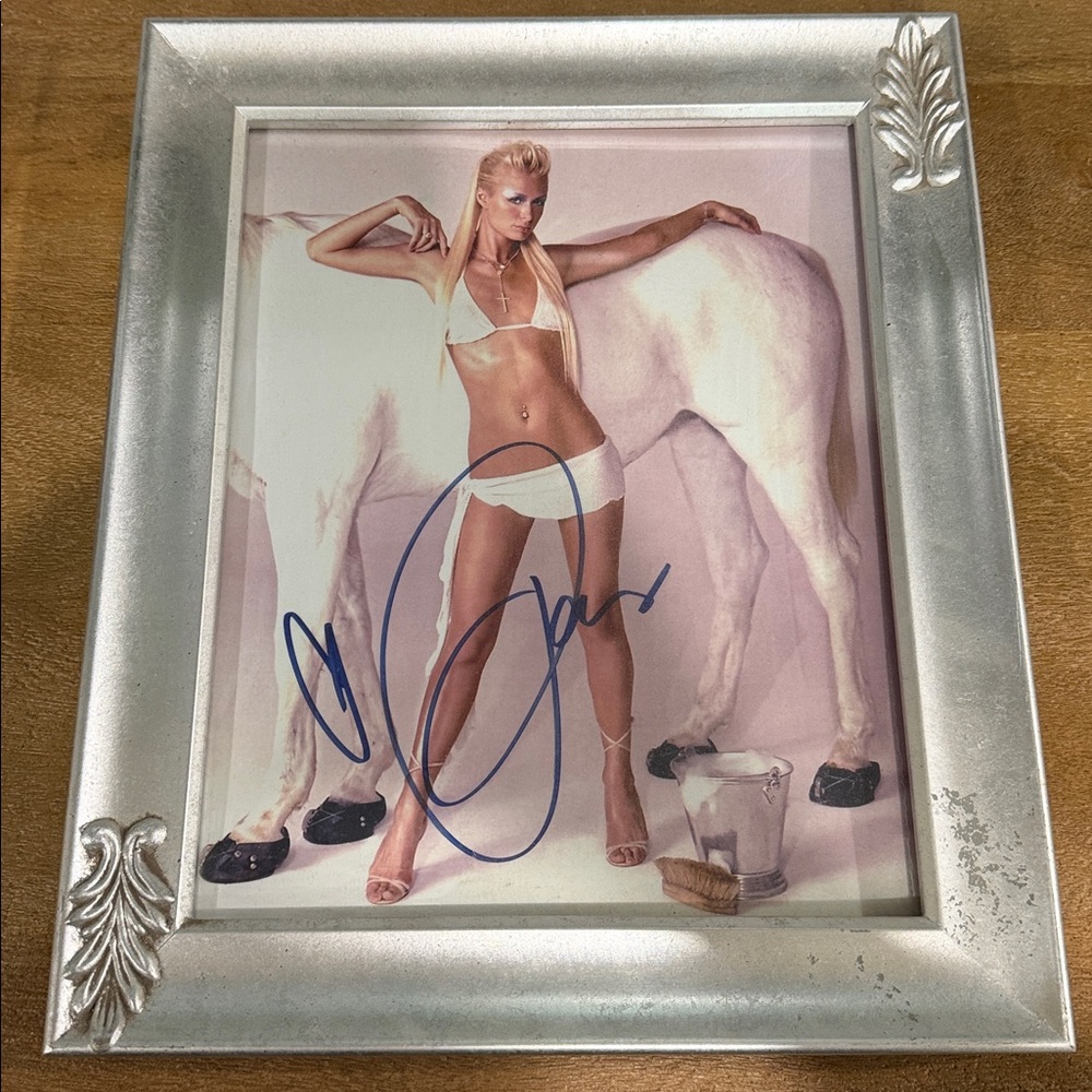 PARIS HILTON Signed Autograph Photo Framed with Horse